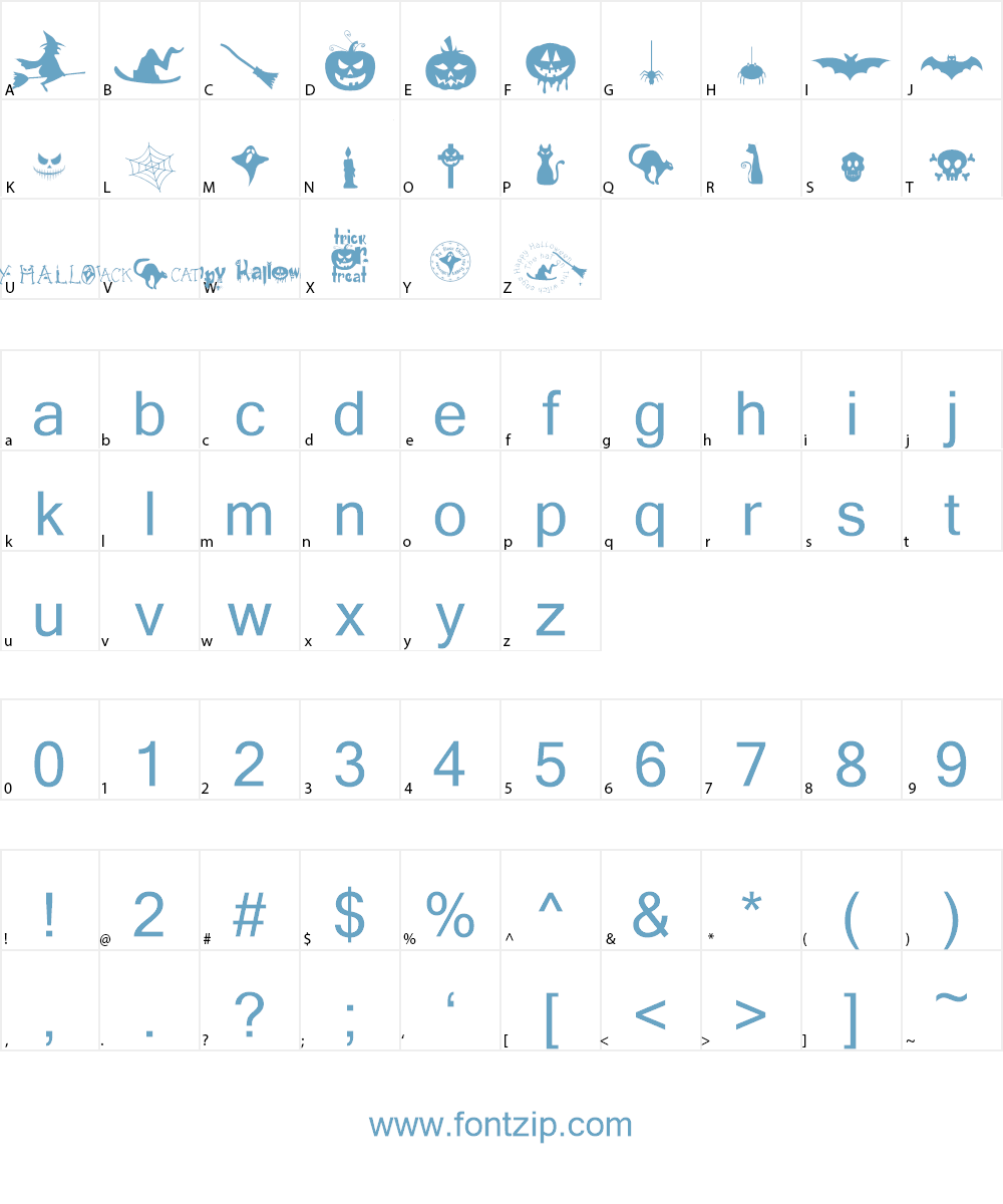 FREAKY HALLOWEEN Font Character